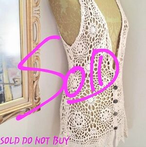 Vintage Crochet Vest with Button Front Detail Boho Cottagecore Festival